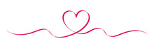 Calligraphic Heart Shape Banner. Line Art Ribbon. Valentine's Day Border On Isolated Background.