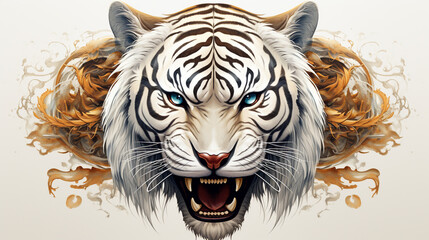 Wall Mural - Face tiger close up wallpaper background , Generate AI