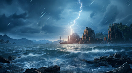 Canvas Print - storm over the sea high definition photographic creative image