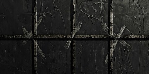 Poster - Close up view of a metal fence with bars. Suitable for security, protection, or prison concepts