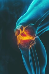 Poster - A close-up view of a person's knee joint, with a specific focus on the highlighted area.