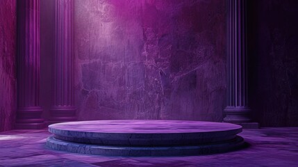 Poster - A stage with columns and a purple light. Suitable for theatrical performances or events