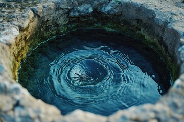 Poster - A picture of a small pool of water in a rocky area. This image can be used to depict a serene natural landscape or to symbolize tranquility and reflection