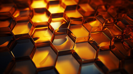 Wall Mural - abstract golden hexagon background