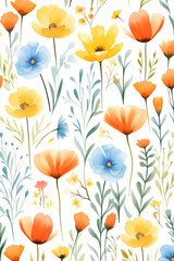 Sticker - watercolor floral seamless pattern  background 