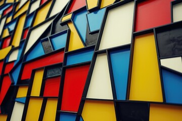 Aufkleber - A close-up of a colorful wall with a clock. Can be used to depict time management, punctuality, or interior design