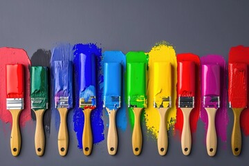 Poster - A collection of paint brushes in various colors, perfect for creating vibrant and colorful artwork. Ideal for artists, designers, and creative projects