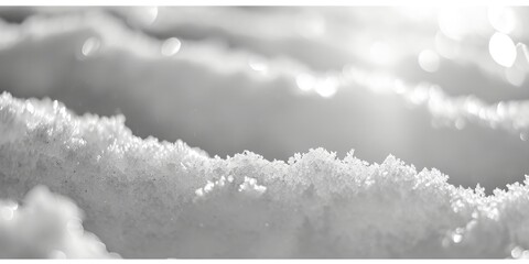 Poster - A captivating black and white photo capturing the intricate details of snow crystals. Perfect for winter-themed projects or artistic designs