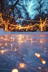 Poster - A picture showcasing a multitude of lights illuminating the ground. This image can be used to depict a festive atmosphere or to add a magical touch to any design