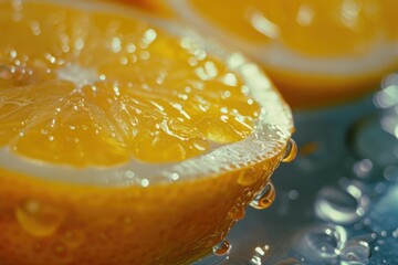 Poster - Sliced orange on a table, perfect for food and nutrition concepts