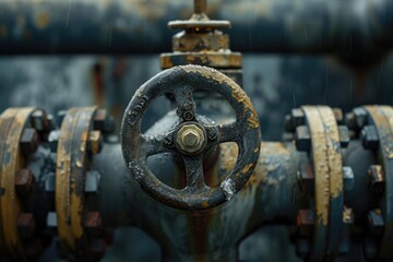 Poster - A detailed close up view of a rusty pipe. Can be used to depict decay, aging infrastructure, or industrial themes