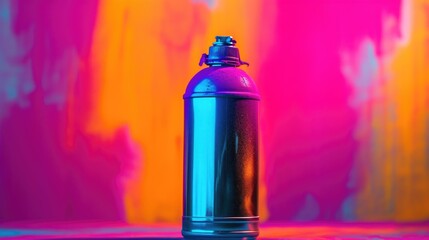 Poster - A blue spray can sitting on top of a table. Can be used for various purposes