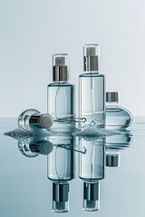 Poster - Two bottles sitting on top of a table. Suitable for various uses