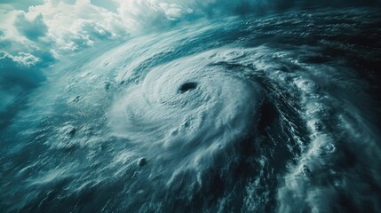 Poster - A powerful hurricane swirling in the middle of the ocean. Perfect for illustrating natural disasters and extreme weather events