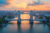 Fototapeta Londyn - Tower Bridge in London UK, aerial view