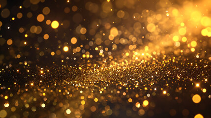 Poster - gold flakes with light in the dark background