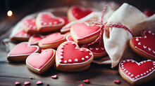Red Heart Shaped Cookies On A Plate