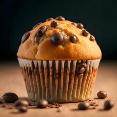 Sticker - blueberry muffin on a wooden background