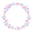 © TATIANA - watercolor round frame with heart to Valentine day theme, hand draw illustration of wreath, pink and lilac color border on white background