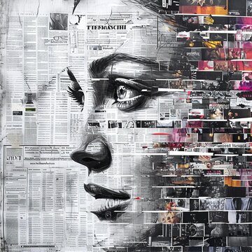 Media Evolution: Newspaper Meets Digital Newsfeeds Collage



