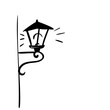 Street lamp simple doodle, decorative retro gas lamp hand drawn black line sketch isolated on white attached to a wall vector illustration