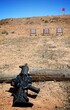 Automatic rifle at an outdoor firing range