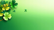 Green four leaf clovers border on isolated background - ai generative