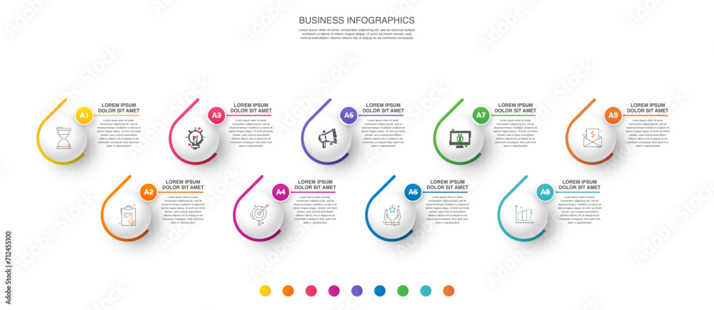Vector template circle infographics. Business concept with nine options ...
