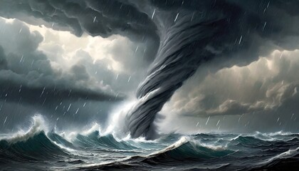 Wall Mural - tornado storm background with dark sky cloud