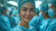 © tongpatong - A hospital operating room features a portrait of a masculine Asian surgeon performing surgery.