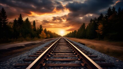 Wall Mural - Train tracks leading into the distance