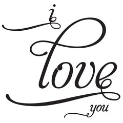 Wall Mural - i love you sign design phrase text swirl romantic vector laser cut