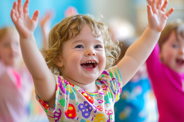 Canvas Print - Children's music and movement class