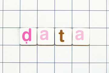 Wall Mural - Colorful tile letter in word data on white grid background