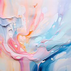 Poster - Abstract art with fluid paint strokes in pastel colours