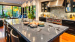 Luxury Kitchen Design: Modern Interior with Stylish Furniture, Stainless Steel Appliances, and Elegant Decor.