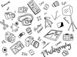 © AarRaeidul - Set of doodle photography icons. hand drawn line art sign and symbol illustrations of photographers equipment and tools