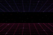 Pixel art background.8 bit game. retro game. for game assets in vector illustrations. Retro Futurism Sci-Fi Background. glowing neon grid. and stars from vintage arcade comp 