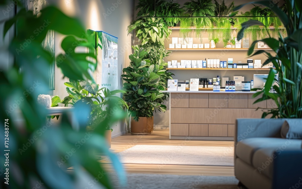 Wellness Clinic Oasis: A wellness clinic with plants, showcasing the ...