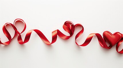 Canvas Print - Ribbons shaped as hearts on white, valentines day concept