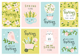 Fototapeta Dinusie - Spring card set. Vector illustration