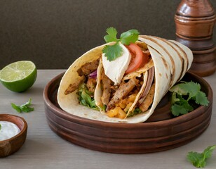 Sticker - Mexican fajita wraps with grilled chicken fillet and fresh vegetables