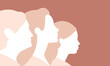 © AJ Vector World - Life cycle of a woman from childhood to old age. Profile portraits of young girl, adult woman and old woman. Changes and growth throughout each stage of life.