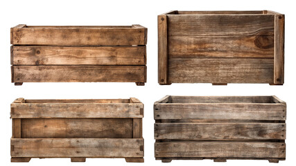 Wall Mural - Set of old weathered wooden crate boxes, cut out