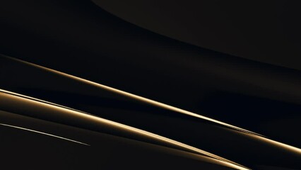 Wall Mural - Simple luxury gold line flowing on black background. Simple loop able background