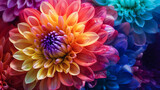 Fototapeta Tęcza - Colorful chrysanthemum flower macro shot. Chrysanthemum rainbow flower background., Generate AI