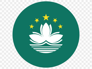 Poster - Macau flag button on png or transparent background vector illustration.