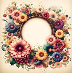 Wall Mural - frame with flowers