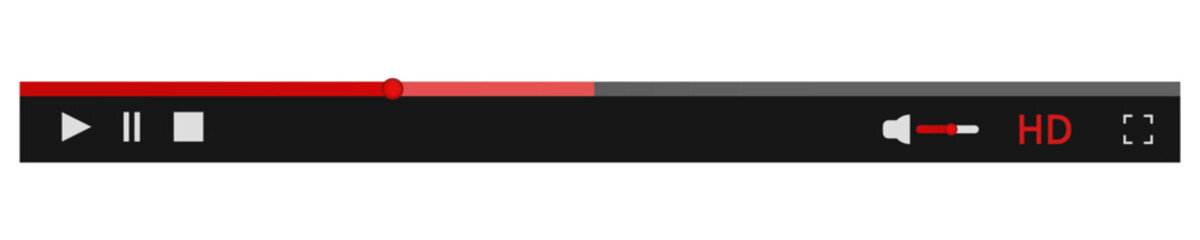 Poster - Video player scroll bar design interface. Media player with play button icon vector