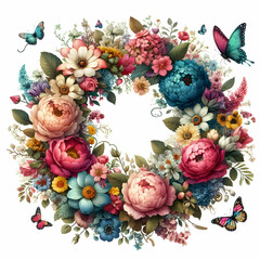 Wall Mural - wreath of flowers